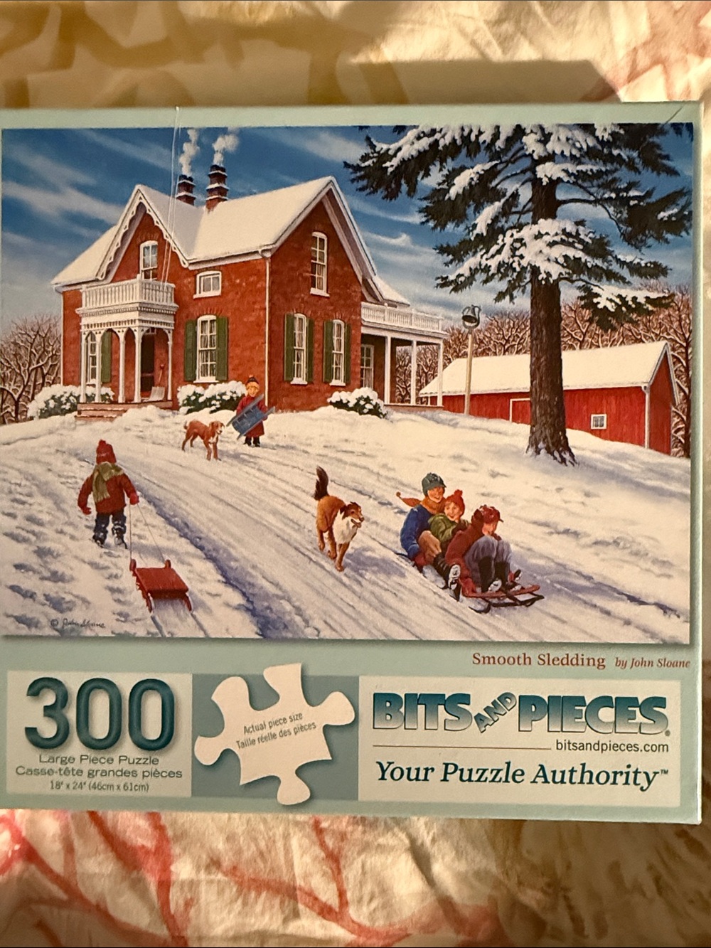 Bits and Pieces 300-Piece 'Smooth Sledding' Puzzle by John Sloane — Winter Scene